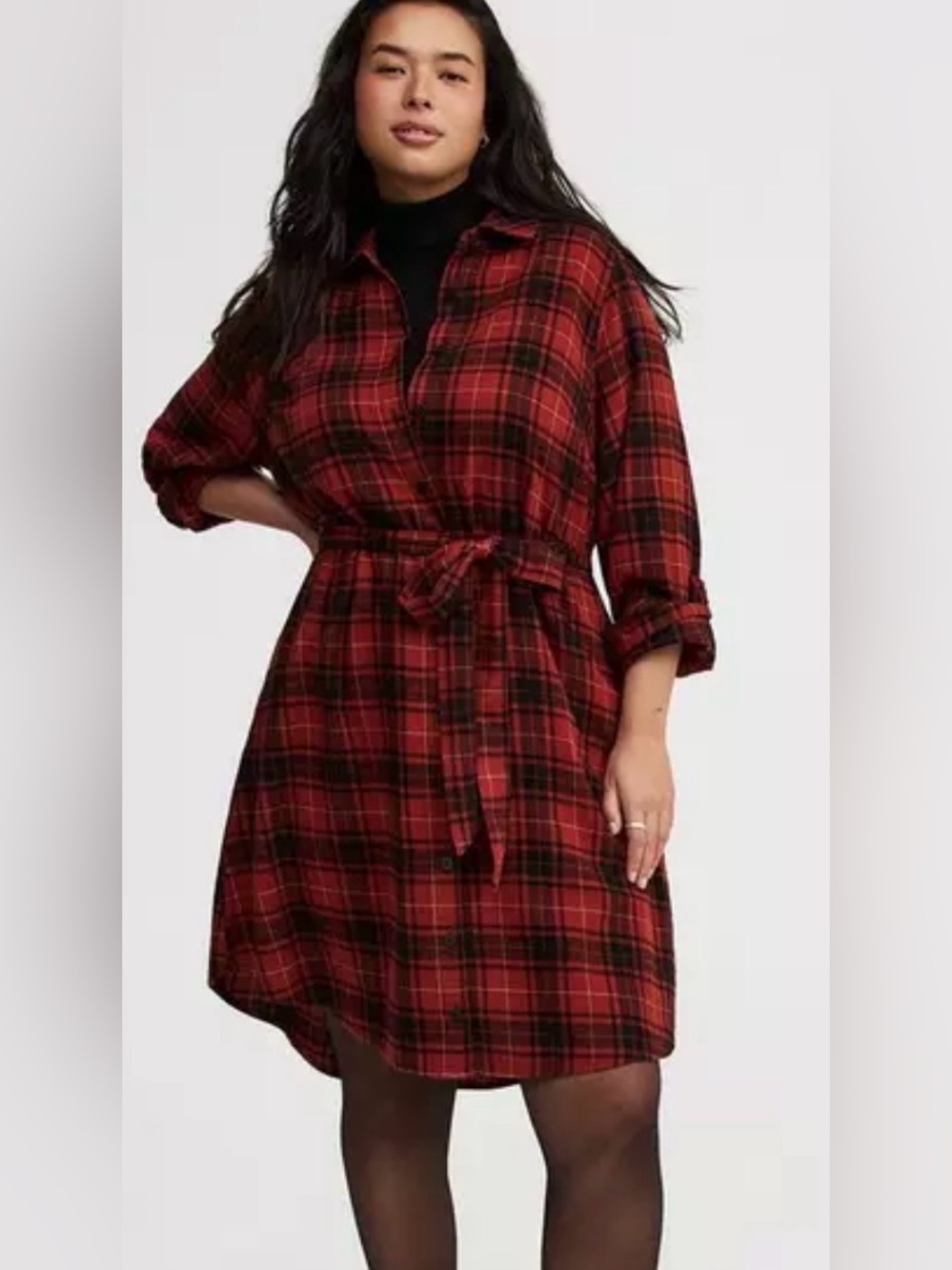 NWT Torrid long sleeve button front belt flannel shirt dress size 3X